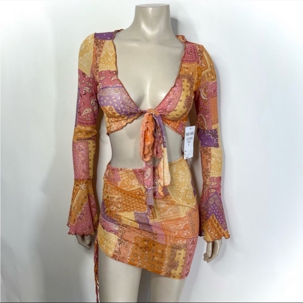 Bandana print mesh beach coverup
